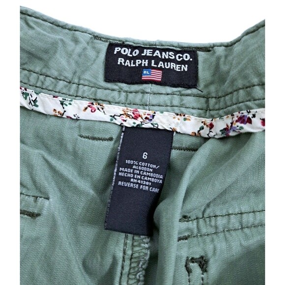 Y2K Polo Jean Co Ralph Lauren Women's Green Cargo Army Hiking Shorts Size 6 - Picture 3 of 7